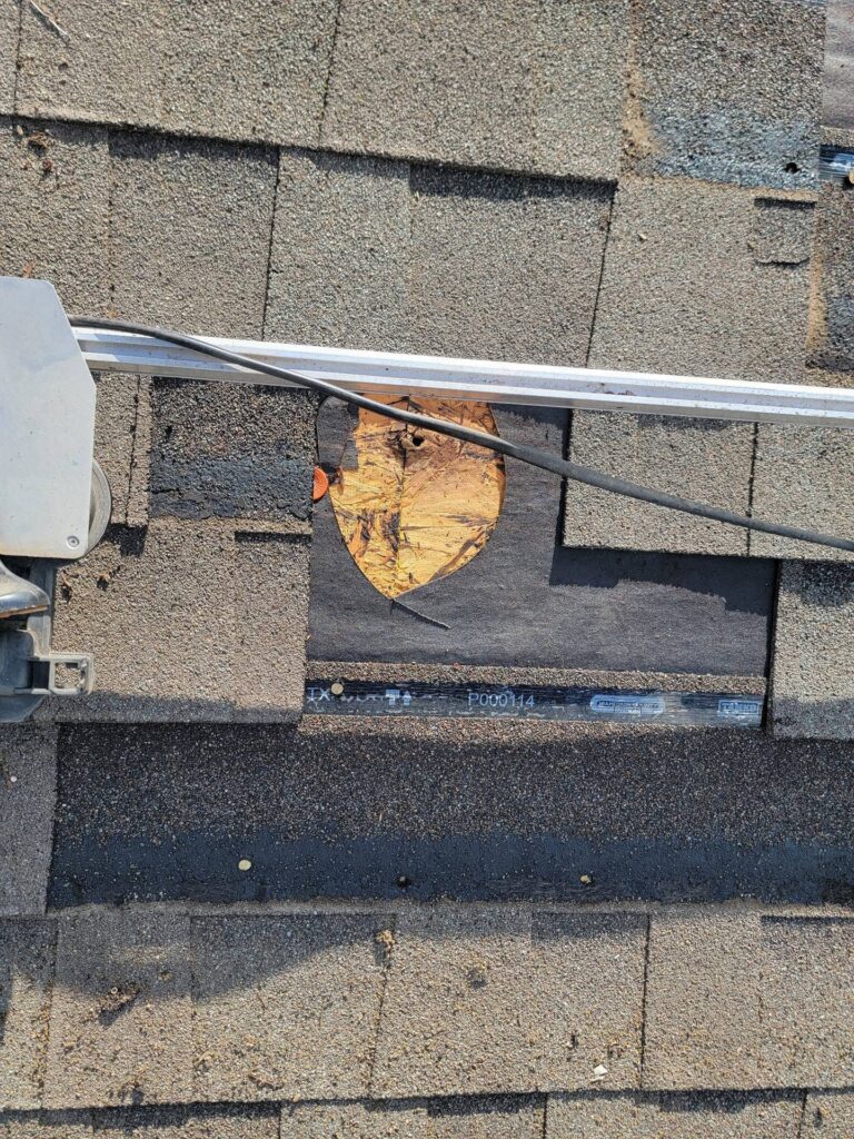 Roof deck exposed during a leak repair