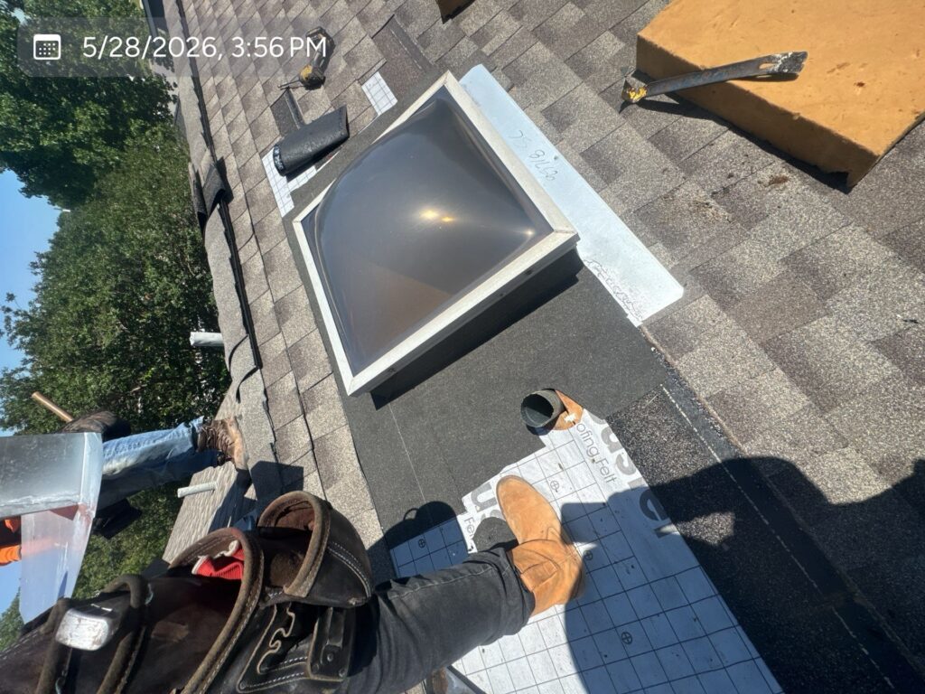 Roof repair in progress